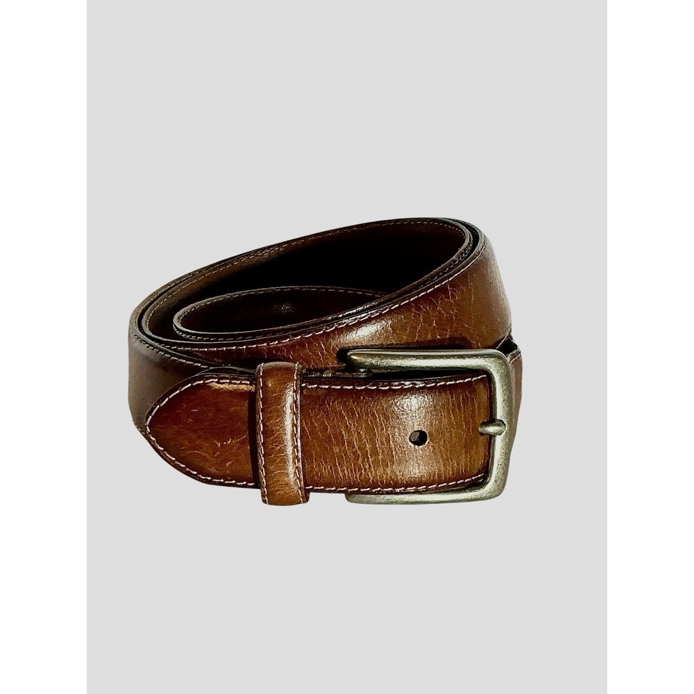 Vtg Levi's Brown Leather Belt XL 42-44 Silver Tone Buckle